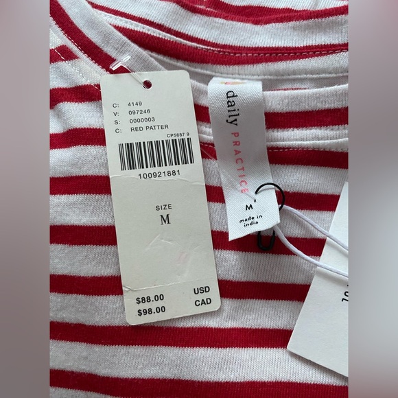 Anthropologie Daily Practice Cotton Long-Sleeve Tee top size m red NEW - Picture 9 of 9